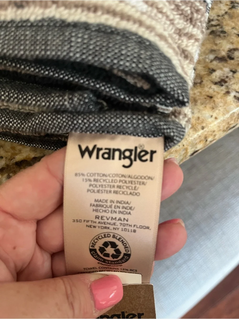Wrangler 2pc Hand Towel Set - Black & Brown Pattern